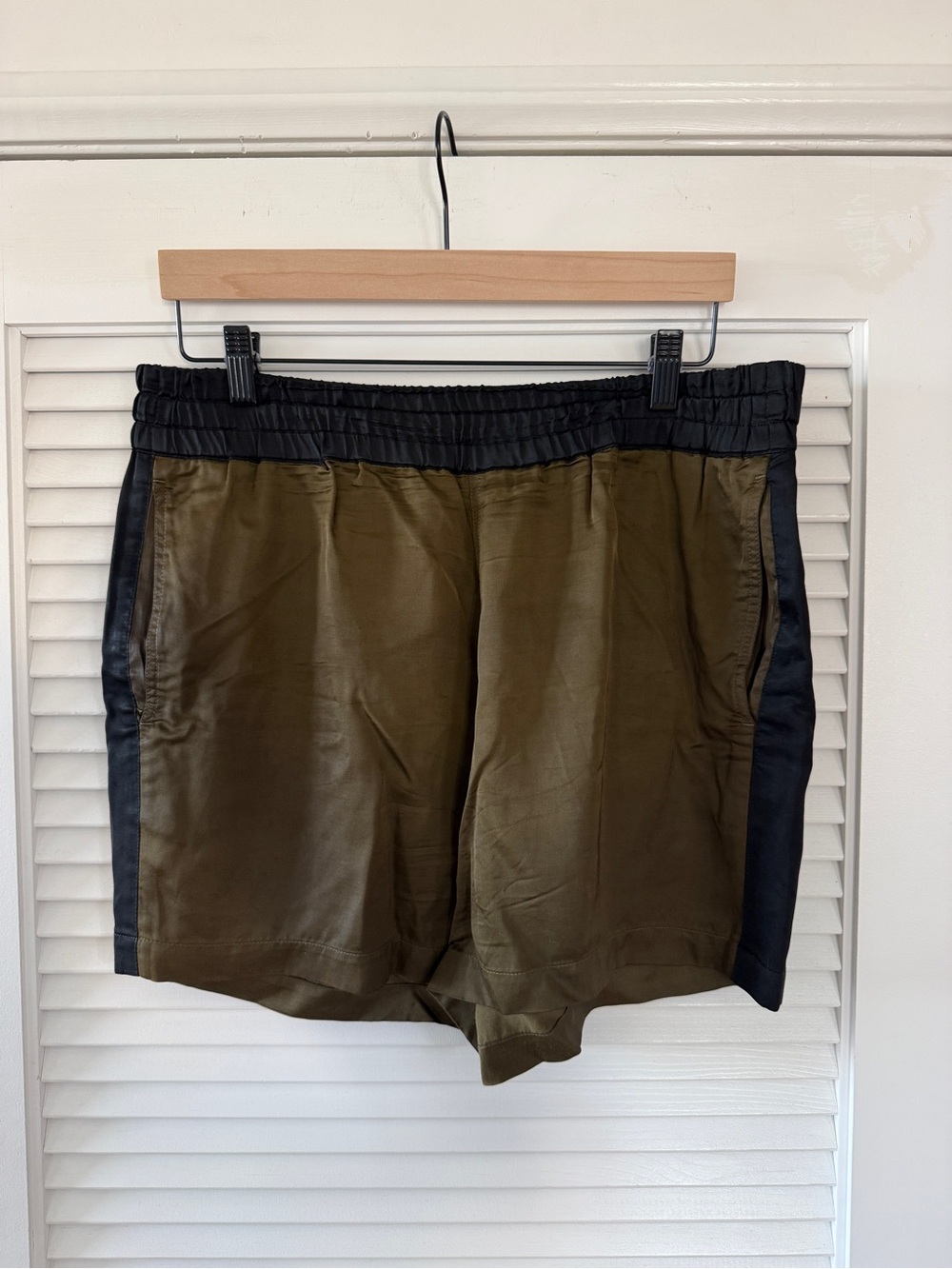 Dries Van Noten Black Shorts with Olive Lining